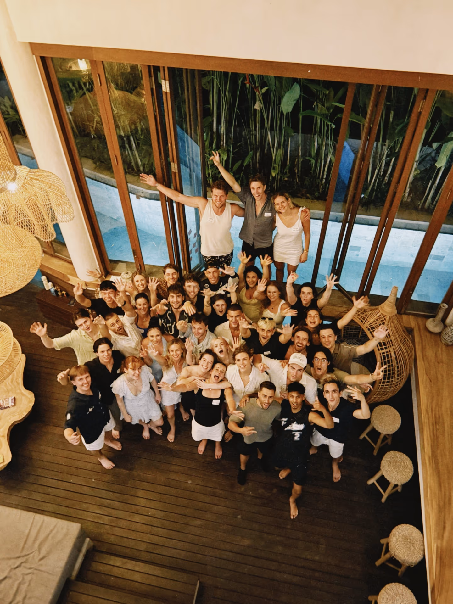 Full-room group photo at the Bali residency