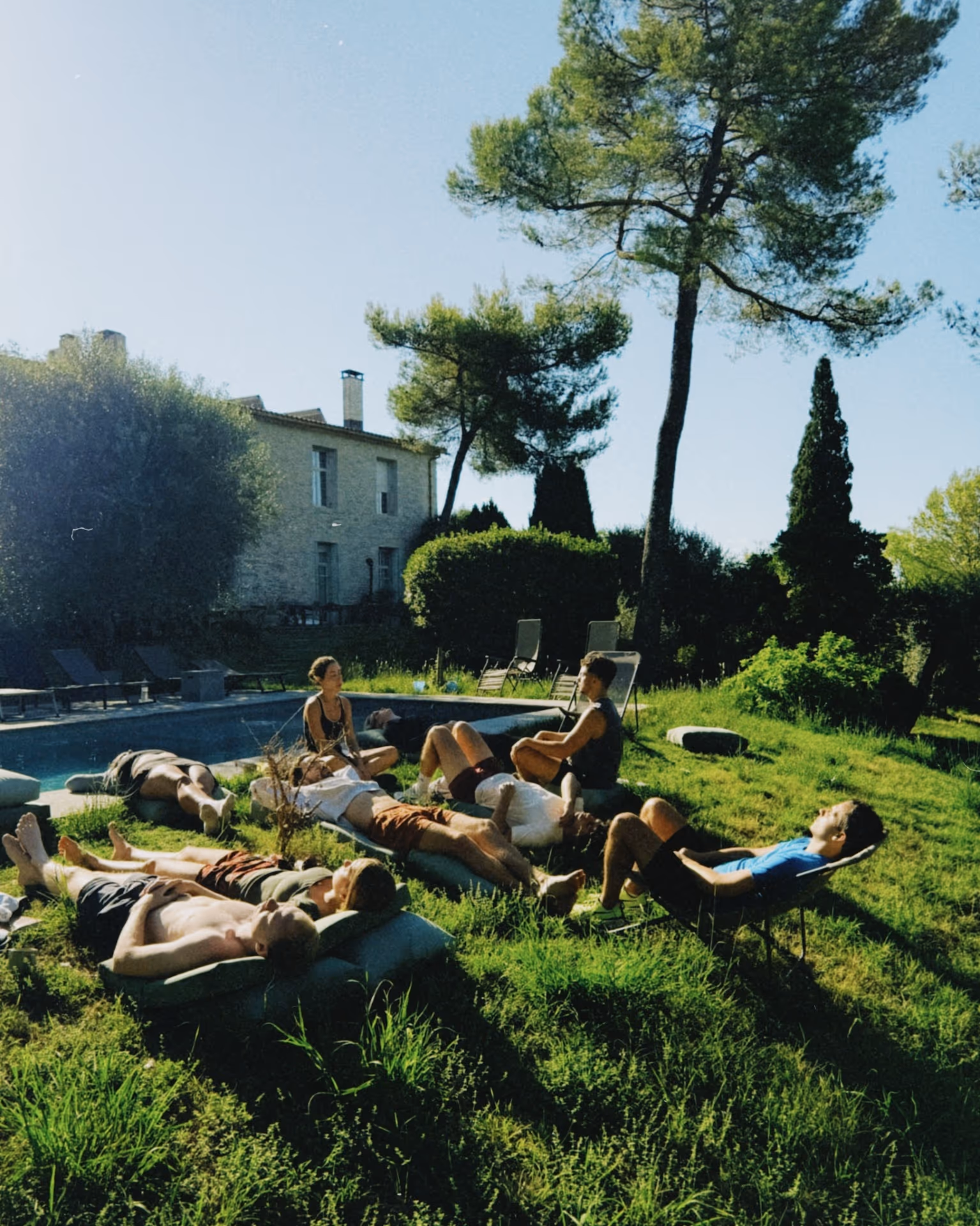 Founders relaxing by the pool at a Provence residency