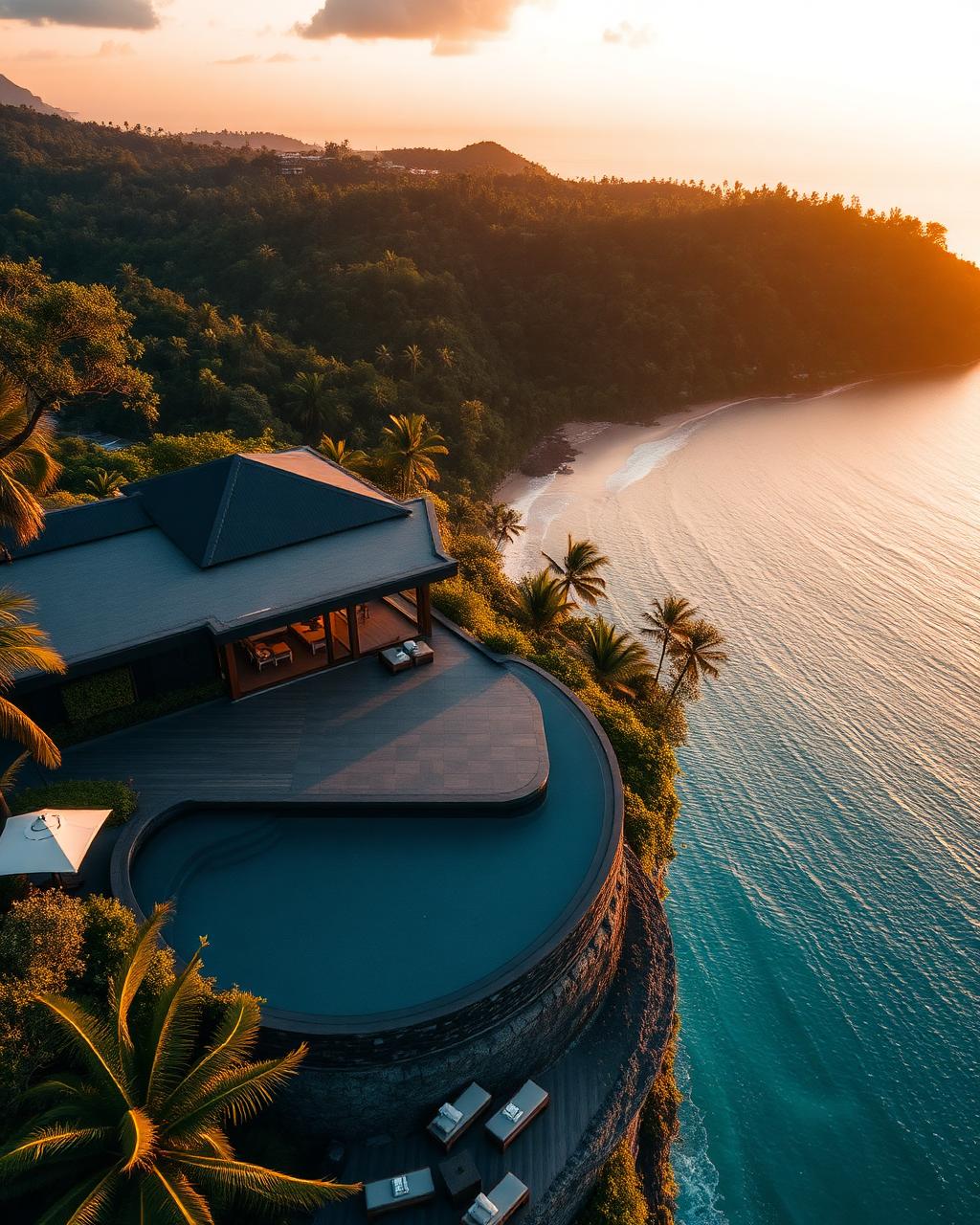 Cliffside villa at golden hour